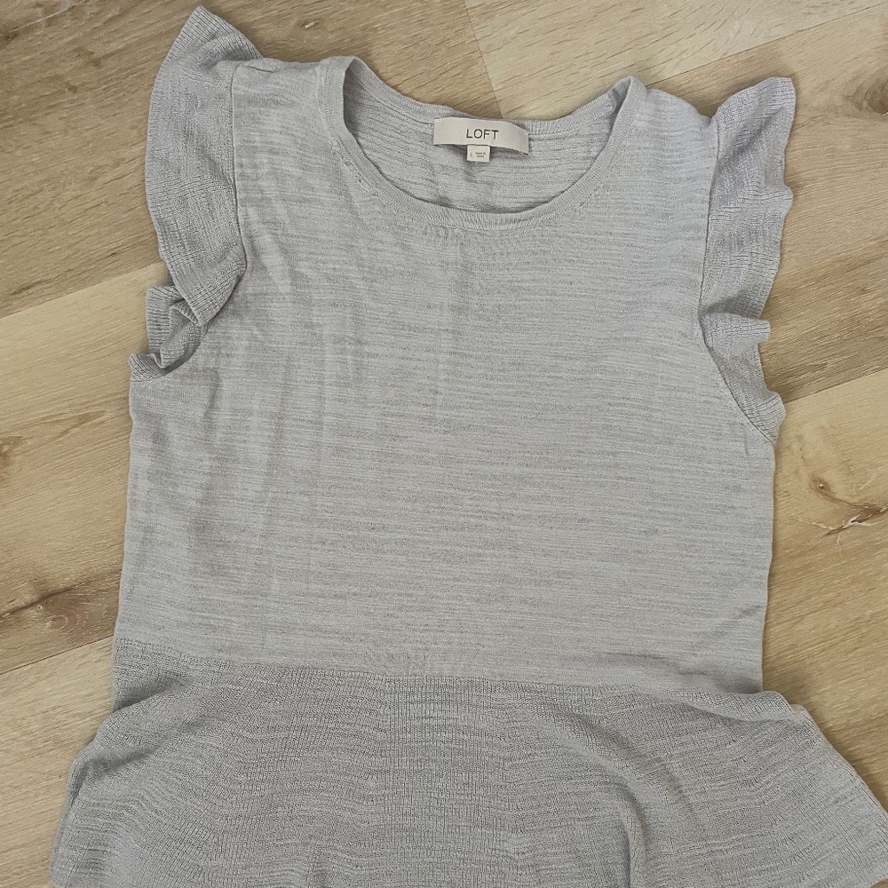 Light heathered gray LOFT peplum sweater